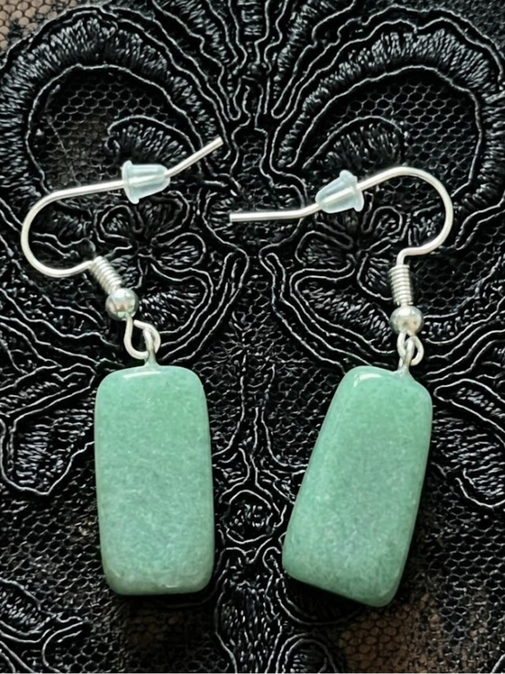Green Aventurine Barrel Drop Earrings